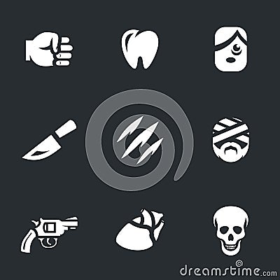 Vector Set of Crime. Fight, stabbing, murder. Vector Illustration