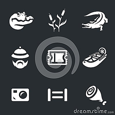 Vector Set of Crocodile farm Icons. Vector Illustration