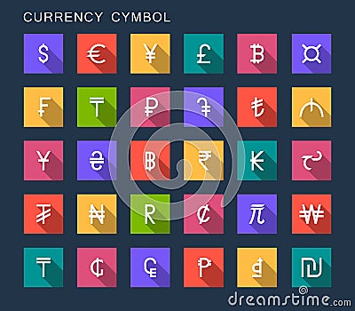 Vector Set Currency Symbols Stock Photo