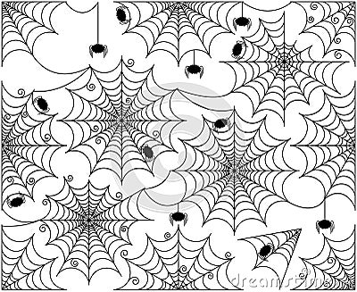 Vector Set of Cute and Creepy Spiderwebs Vector Illustration