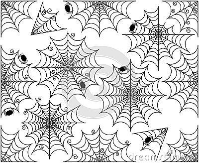 Vector Set of Cute and Creepy Spiderwebs Vector Illustration