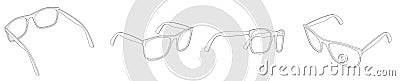 Vector set of 3d glasses spectacles line art Vector Illustration