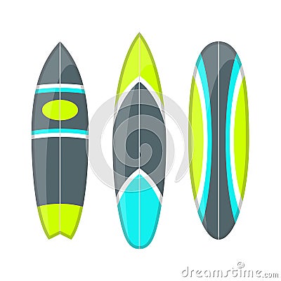 Vector set of decorated colorful surfboards Vector Illustration