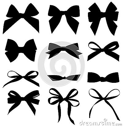 Vector set of decorative bow silhouette. Vector Illustration