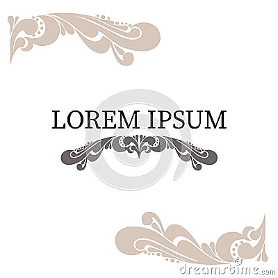 Vector set of decorative elements in baroque style. Elegant curl frame and classic font for design template. Ornament Vector Illustration