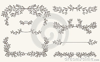 Vector set of decorative elements, border and page rules frame Vector Illustration