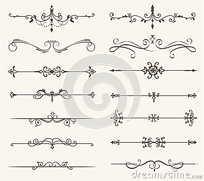 Vector set of decorative elements, line and page rules frame Vector Illustration