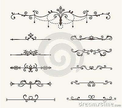 Vector set of decorative elements, line and page rules frame Vector Illustration