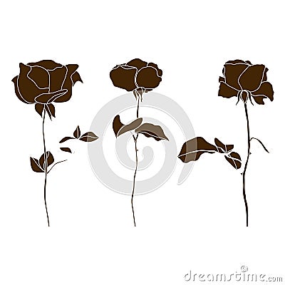 Vector set of decorative rose silhouettes Vector Illustration