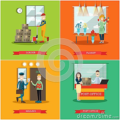 Vector set of delivery posters in flat style Vector Illustration