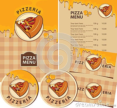 Vector set of design elements for pizzeria Vector Illustration