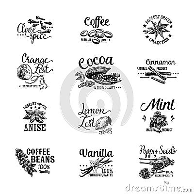 Vector set of Dessert Spices logos, labels, badges Vector Illustration