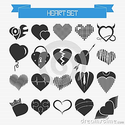 Vector set of different abstract hearts Vector Illustration
