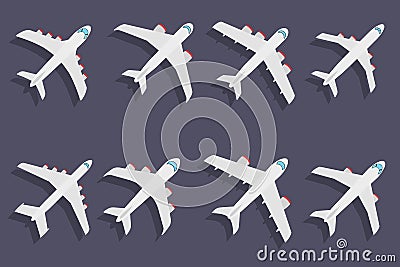 Vector set of different airplane symbols. Vector Illustration