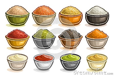 Vector Set of different Bowls Vector Illustration