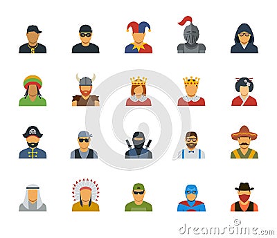 Set of different characters avatars Vector Illustration