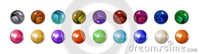 Vector Set of Different Colored Spheres, Colorful Illustration, Metallic and Plastic 3D Balls Isolated, Bright Colors. Vector Illustration