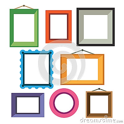 Vector set of different colorful photo frames Vector Illustration