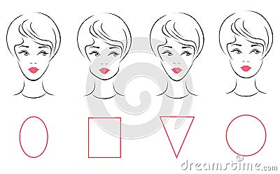 Vector set of different female face shape types Stock Photo