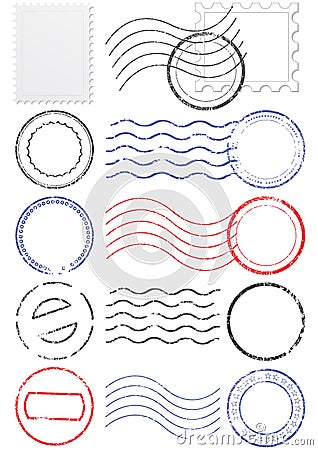 Vector set of different postmark and stamps. Vector Illustration