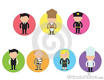 vector set of different profession characters in flat design. Men and women of different careers and jobs Vector Illustration