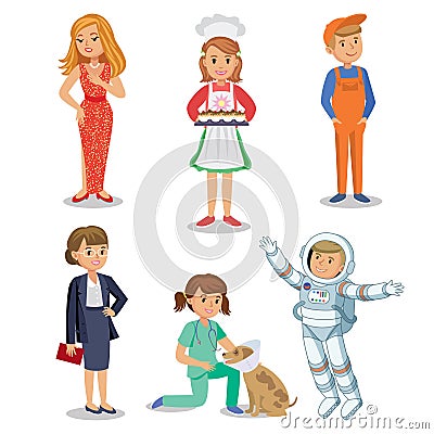 Vector Set of different professions. Kids profession Vector Illustration