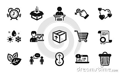 Vector set of Drag drop, Certificate and Get box icons simple set. Vector Vector Illustration