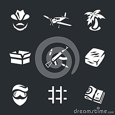 Vector Set of Drug lord Icons. Vector Illustration