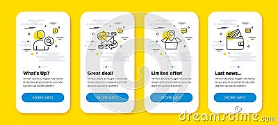 Vector set of E-mail, Package location and Find user line icons set. Vector Vector Illustration