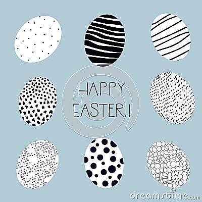 Vector set of Easter eggs Cartoon Illustration