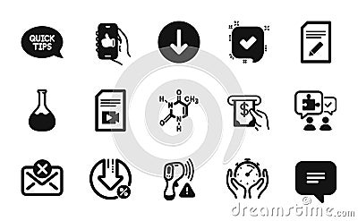 Vector set of Edit document, Like app and Loan percent icons simple set. Vector Vector Illustration