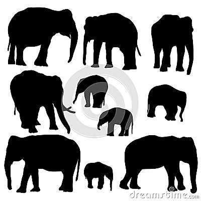 Vector set of elephants Vector Illustration