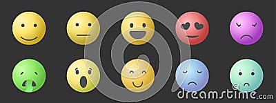 Vector set of Emoticons. Set of Emoji. Smile gradient style illustrations Vector Illustration