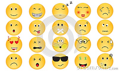Vector Set of Emotion Icons Vector Illustration