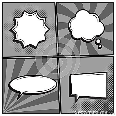 Vector set of empty template comic text speech bubbles Vector Illustration