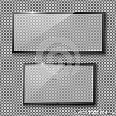 Vector set with empty TV frames, flat lcd screens Vector Illustration