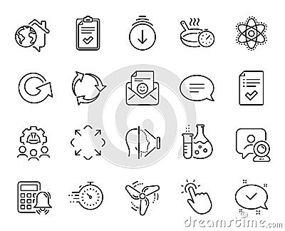 Vector set of Engineering team, Scroll down and Timer line icons set. Vector Vector Illustration