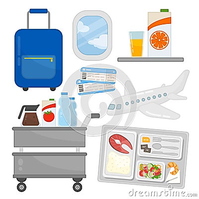 Vector set of equipment for the stewardess. Vector Illustration