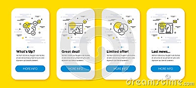 Vector set of Euler diagram, Online voting and Seo marketing line icons set. Vector Vector Illustration