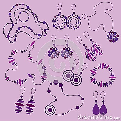 Vector set of fashion jewelry Vector Illustration