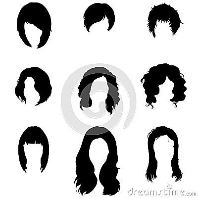 Vector Set of Female Hairdress Vector Illustration