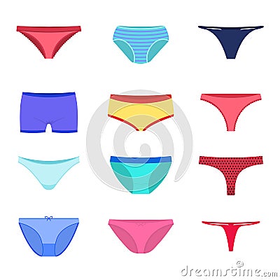 Vector set of female panties, underwear for women Vector Illustration