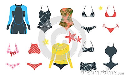 Vector set of female swimsuit Vector Illustration