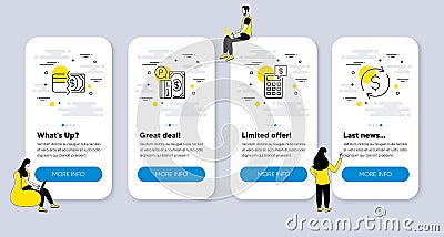 Vector Set of Finance icons related to Payment methods, Calculator and Parking payment. Vector Vector Illustration