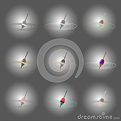 Vector set of fishing float. Vector Illustration