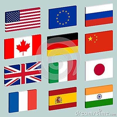 Vector set of flag icons. Vector Illustration