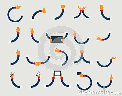 Vector set of flat hand Vector Illustration