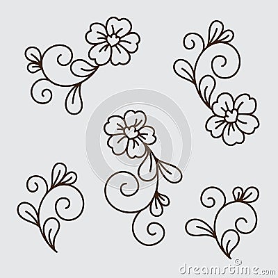Vector set of flower elements Vector Illustration