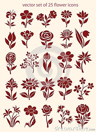 Vector set of flower icons Vector Illustration