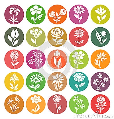 Vector set of flower icons Vector Illustration